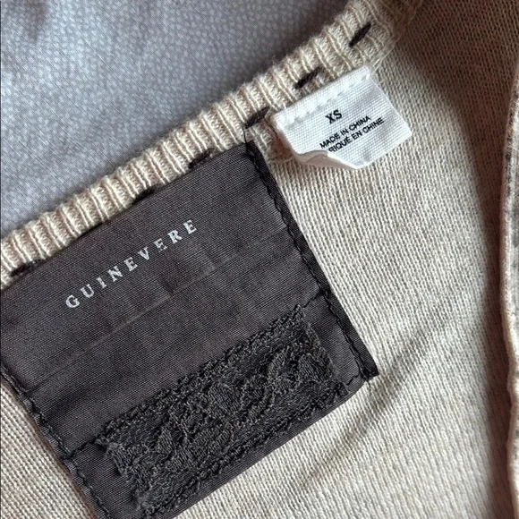 Anthropologie Cream/Beige Cardigan Sweater with V-Neck by Guinevere - Picture 2 of 6